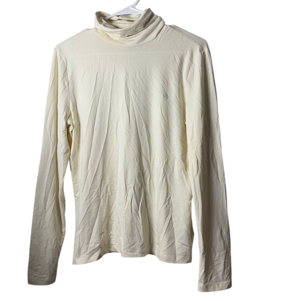 Lauren Ralph Lauren Women's M Cream white Turtleneck Long Sleeve Shirt